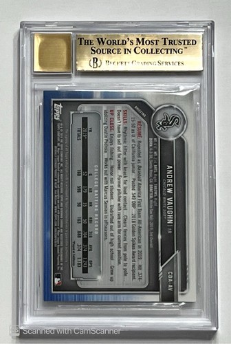 Andrew Vaughn BGS 9.5 2019 BOWMAN CHROME DRAFT 1ST 10 AUTO - Bild 2 von 2