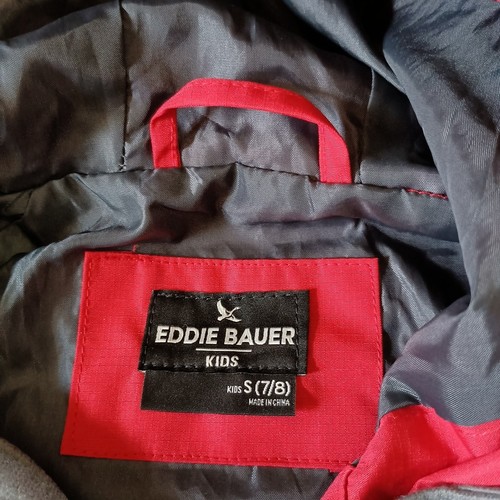 Eddie Bauer Kids Windbreaker Jacket Hooded Lightweight Red And Gray Size S (7/8) - Picture 3 of 12