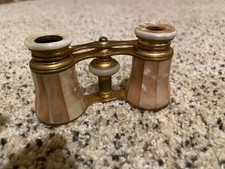 Antique LEMAIRE PARIS Mother of Pearl  Brass Opera Glasses Binoculars with Case