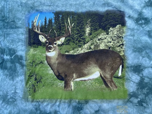 Deer Print Green Tie Dye Mystic River Vintage Delta T-shirt Size XL - Picture 2 of 5