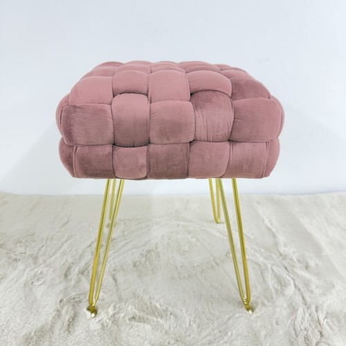 Pouf Intrecciato Venezia In Velluto Rosa - Foto 6 di 9