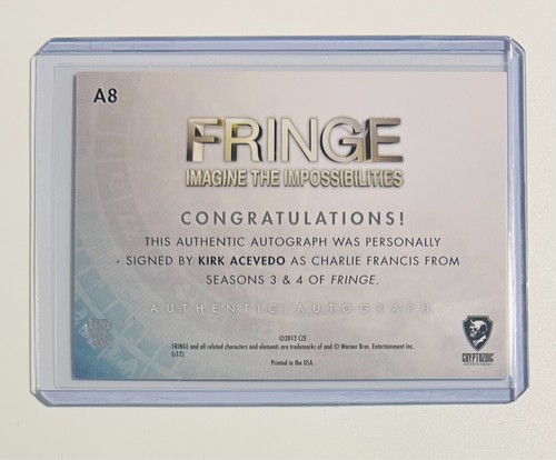 FRINGE Seasons 3-4 KIRK ACEVEDO as Charlie Francis AUTOGRAPH CARD A8 - Picture 2 of 2