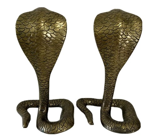 "Paar Vintage King Cobra Schlangen Schlange Statue Figur Patina aufgerollte Aufzucht 7,5"" - Bild 5 von 10