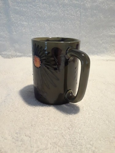 Seltene Vintage Steinzeug handbemalt Blume Kaffeetasse Becher - Bild 11 von 11