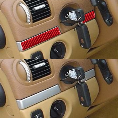 2x Cubierta roja del panel izquierdo del volante fibra de carbono para Porsche Cayenne 2003-2010 - Imagen 4 de 9