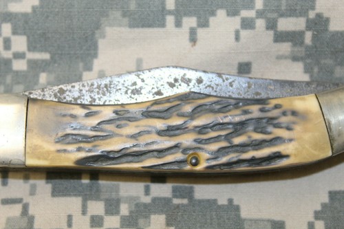 VINTAGE KABAR USA STAG-LON DELRIN JUMBO FOLDING HUNTER KNIFE # 1184 - Picture 4 of 11