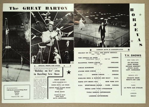 c.1967 THE GREAT BARTON Equilibrist, BORJEVAS Teller Spinner Werbebroschüre - Bild 2 von 3