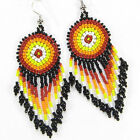 Native Style Handmade Long beaded Drop/Dangle chandelier big Hook Earrings