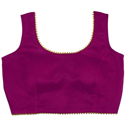 Women's Sari Blouse With Gota Lace Designer Choli Padded Sticthed Crop Top Choli - Picture 17 of 102