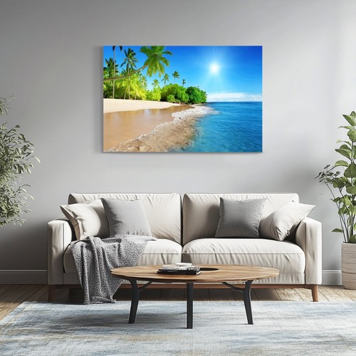 Wall Art Print on Canvas, Office Decor, Tropical Sandy Beach, Framed Photo Print - Picture 5 of 10