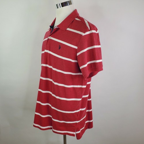 US Polo Assn Men's Short Sleeve Striped Polo Shirt Size XL Red White Cotton - Picture 7 of 7