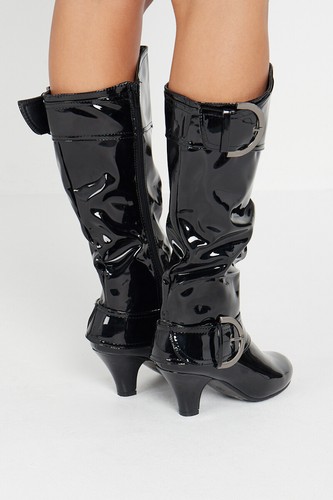 MUJERES DAMAS TACÓN MEDIO INVIERNO DOBLE HEBILLA CREMALLERA PANTORRILLA RODILLA ZAPATOS DE MONTAR BOTAS TALLA - Imagen 27 de 32