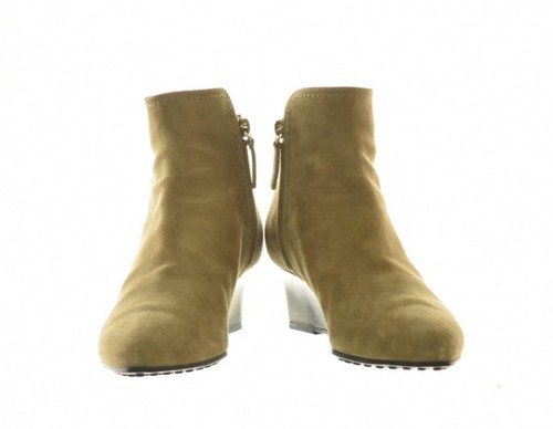 Tods Womens Boots Size 38.5 8 Beige Solid Ankle Bootie Suede Wedges - Picture 3 of 5