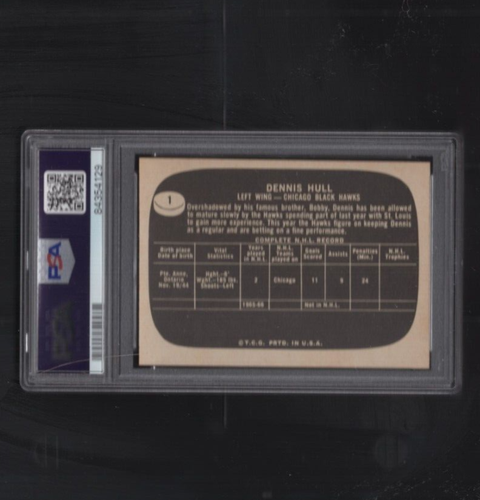 1966 Topps Hockey USA Test No 1 Dennis Hull PSA 7 - Picture 2 of 2