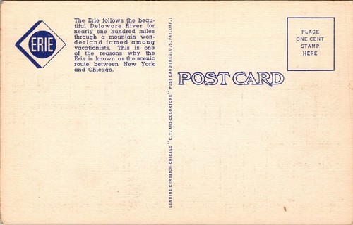 Vintage Erie Main Line entlang der Delaware River Eisenbahn Schienen 1940er Ansicht Postkarte - Bild 2 von 2