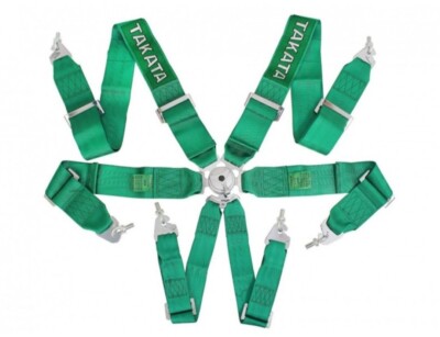 Takata 6 Point Harness - Road / Track / Competition- Green- FIA Quality Approved