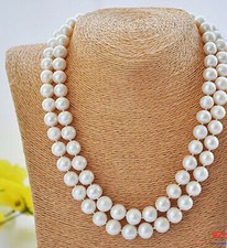 Long 34'' 10-11mm Natural White Akoya Freshwater Cultured Pearl Necklace