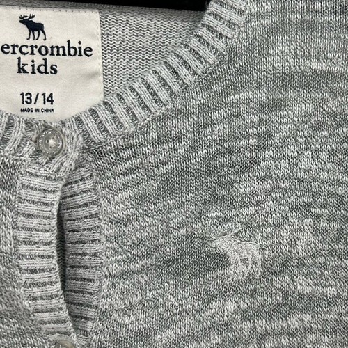 Abercrombie Kids Gray Cotton Blend Long Sleeve Button Up Cardigan Girls 13/14 - Picture 5 of 6
