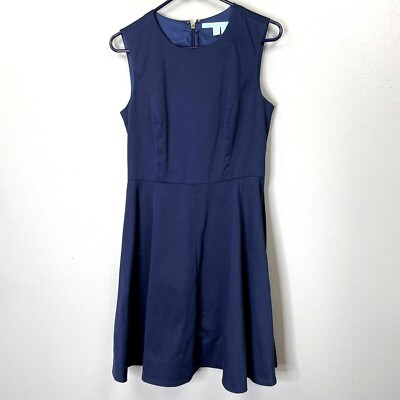 #ad Draper James Love Circle Dress Womens 4 Navy Blue Sleeveless Zip Back $21.33