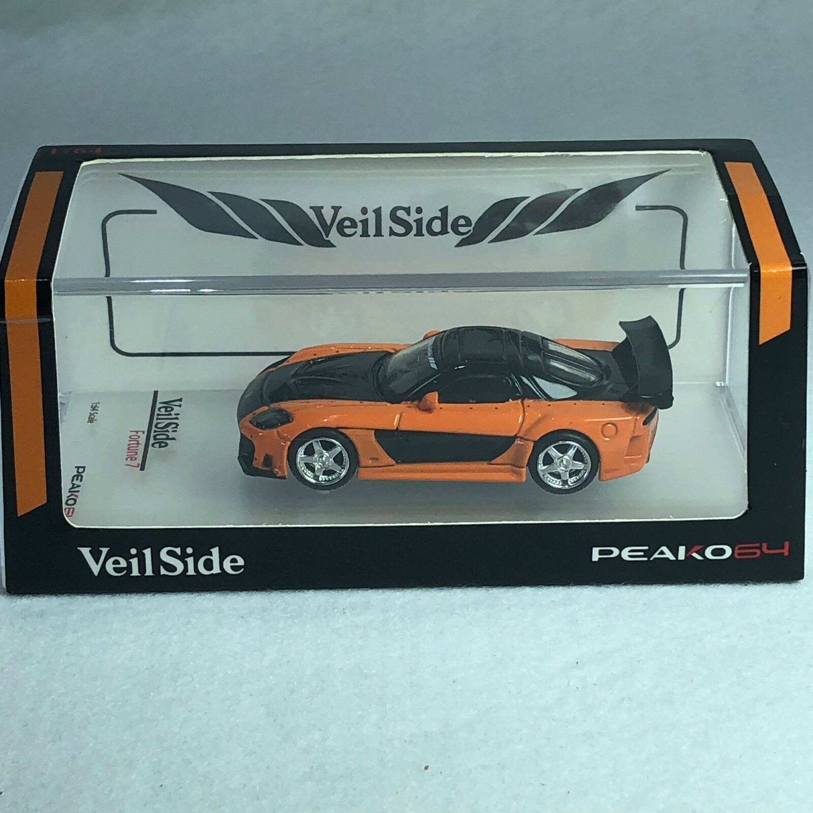 1/64 Peako64 Peako Mazda RX-7 Veilside Orange / Black Diecast