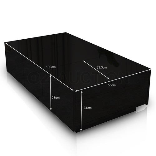 Modern Coffee Table Storage Drawer Cabinet High Gloss Furniture 7 Models BK/WH - Picture 33 of 65