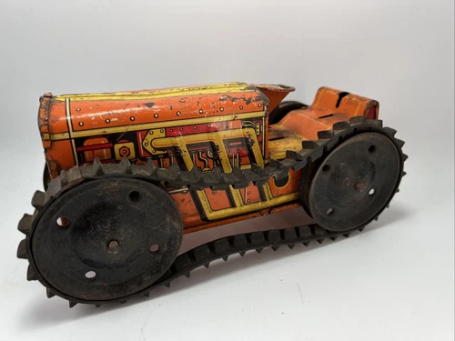 Marx Super Power Caterpillar Tin Wind Up Lithographed Climbing Tractor FOR PARTS