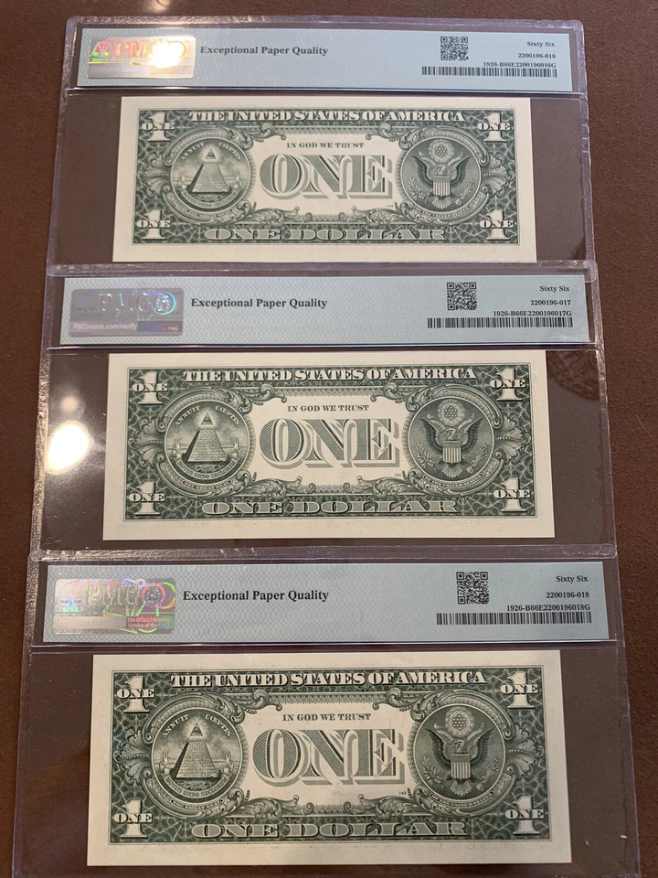 3 Sequential 2001 $1.00- Federal Reserve Note New York- 66 EPQ PMG- FR1926-B - Image 2 of 2