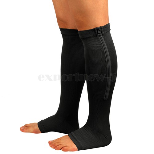 3 Pairs Zipper Compression Socks for Women & Men, 30-40 Mmhg Open Toe Knee High - Picture 20 of 21