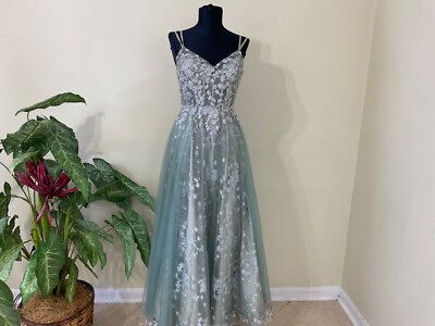 seafoam prom dress seafoam green prom dress Strappy Open-Back Aleta Long Sequin Prom Dress Seafoam / 00