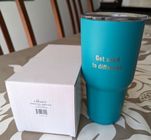 THE CHOSEN INSULATED 30 OZ TUMBLER NEW IN BOX W/LID TURQUOISE GET USED TO DIFRNT - Picture 3 of 4