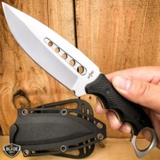8.5" BLACK Fixed Blade Tactical Hunting Knife ABS Belt Loop Holster Sheath NEW