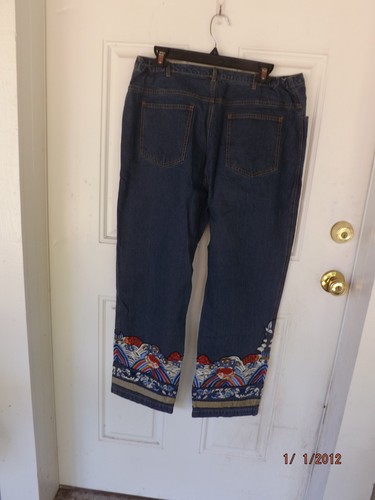 Chico's, Vintage Embroidered Beaded Cotton Denim Jean, size 3 - Picture 2 of 4