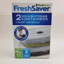 2 Pack Food Saver Fresh Saver 2 Vacuum Storage Containers 1/2 Quart Size New