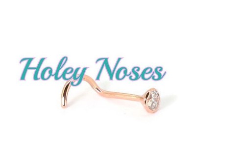 18ct Rose gold 0.05ct Diamond Nose Stud Ring Pin Bone body jewellery coneset - Bild 5 von 9