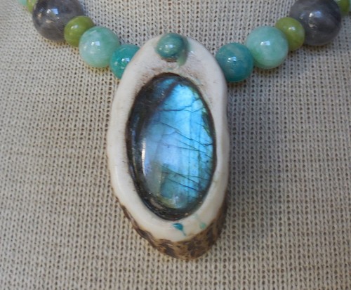 Labradorite Antler Stash Adjustable Necklace Amazonite Green Quartz Antler Tips - Picture 10 of 14