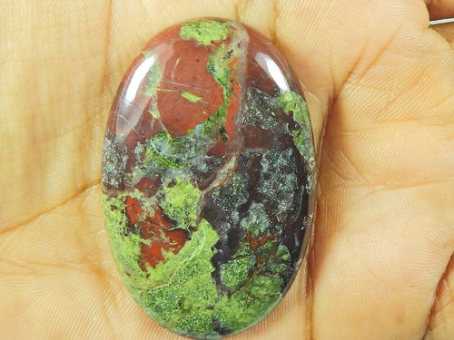 29X46X06 MM Natural Dragon Jasper Oval Shape Cabochon Loose Gemstone 89Cts. N619 - Imagen 3 de 9