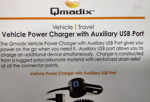 Qmadix Vehicle Power Charger with Auxiliary USB Port 10W 2.1 Amp 7 Ft Cord - Picture 9 of 12