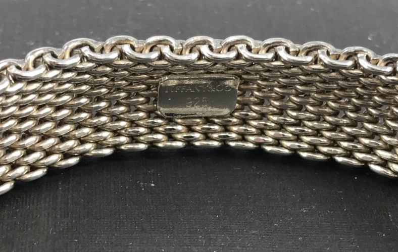 TIFFANY & CO. STERLING SILVER 925 SOMERSET MESH BANGLE BRACELET - Image 4 of 4
