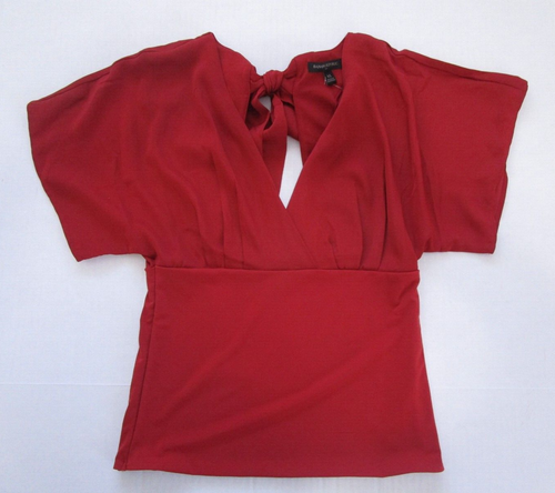 Banana Republic NWT Women's Size XS Blouse Short Sleeves Brick Red Open Back - Picture 11 of 11