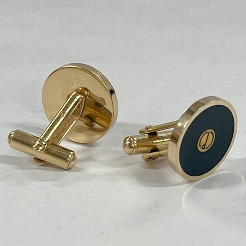 Gemelli Dunhill tono oro con logo iconico smalto nero lusso confezione regalo come nuovi - Foto 7 di 10