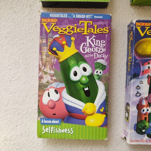 Veggie Tales 5 VHS Lot King George Larry Boy Dave Giant Pickle Madame Blueberry - Picture 13 of 15