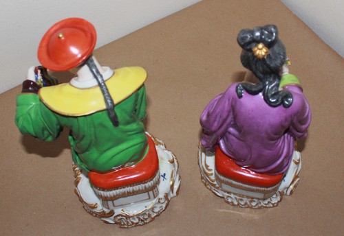 Antique Bourdois & Bloch Porcelain Figurine Chinese Man & Woman 9.7" & 9.4" tall - Picture 7 of 24