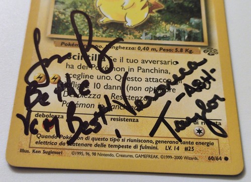 Pikachu Jungle SIGNED BY Jason Paige & Veronica Taylor POKEMON IT NM card 60/64 - Picture 6 of 10