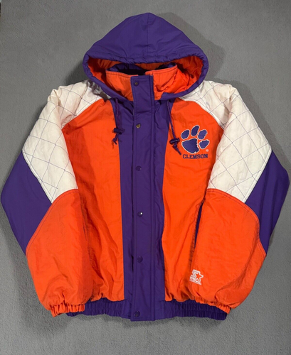Clemson Tigers Starter Vintage Full Zip Heavy Puffer Hoodie Jacke Mantel Pullover - M - Bild 9 von 18