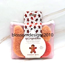 SPONGEABLES 3 Cinnamon Spice Soap Infused Sponges Exfoliate & Cleanse Whole Body