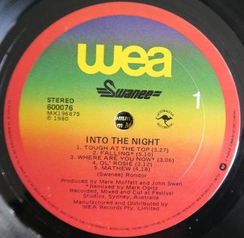 Swanee Into The Night Australia issue 12'' vinyl Lp 1980 Barnes Cold Chisel - Picture 2 of 5