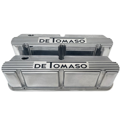 Ford De Tomaso (Text Logo) SBF Pentroof Polished Tall Valve Covers - Ansen USA - Picture 2 of 7
