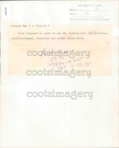 Stampa Foto Artista Disegno US Fondatore Padre Aaron Burr come Vecchio - Foto 2 di 2