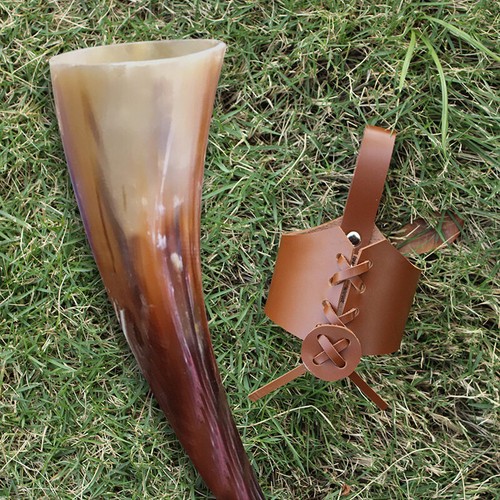 Drinking Horn Cup Case Leather Ox Horn Cup Sleeve Beer Belt Holder Tankard Brown - Bild 2 von 12