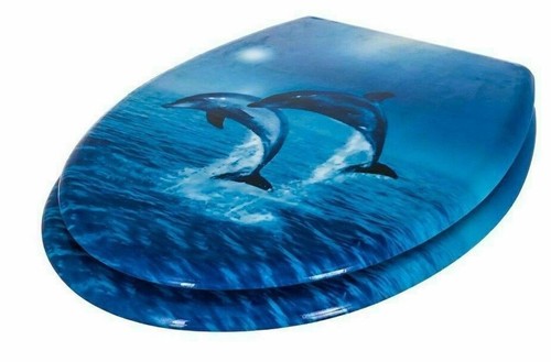 MDF Toilet Seat Novelty Design Chrome Hinges All Printed Loo Seats Marble Effect - Picture 17 of 31